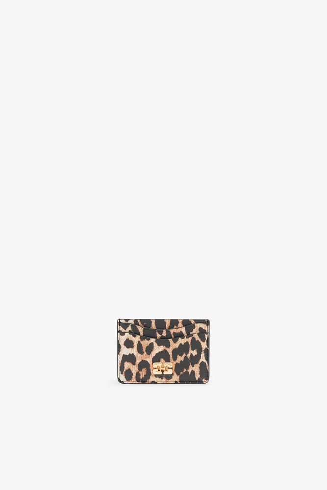 Bou Kartenetui in genarbtem Leopard, Almond Milk
