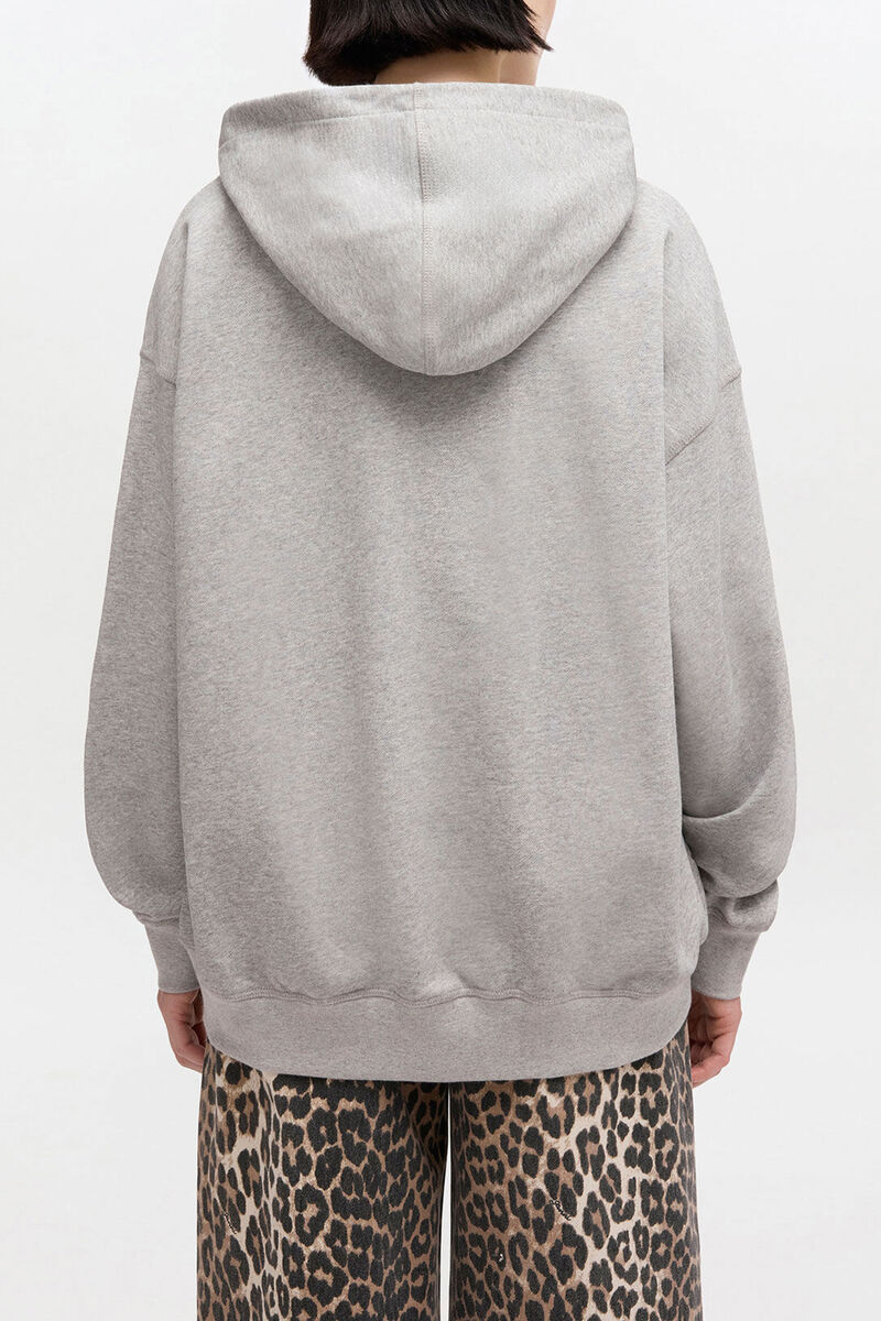 Hoodie in Grey Tiger, Organic Cotton, in colour Paloma - 2 - GANNI