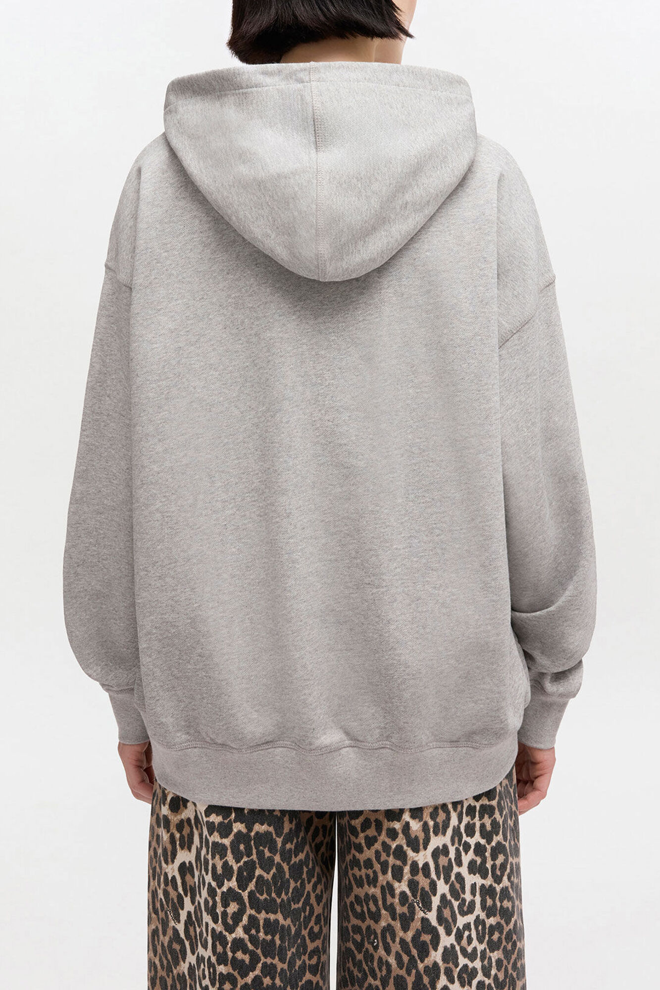 Hoodie in Grey Tiger, Organic Cotton, in colour Paloma - 2 - GANNI