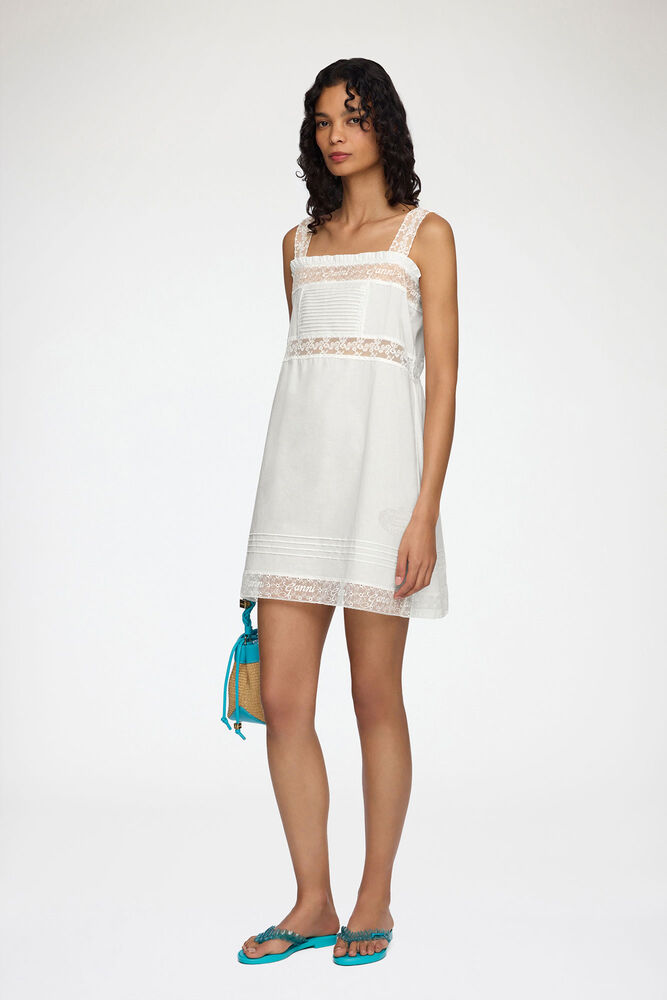 Minikleid aus weißer Baumwolle, Bright White