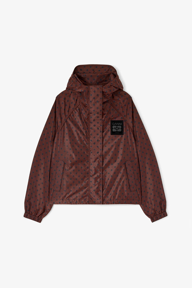 Jacket in Printed Nylon, Chicory Coffee