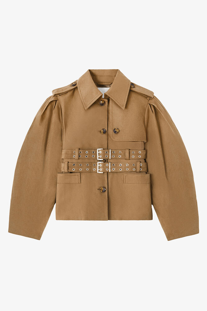 Jacket in Beige Canvas, Ermine