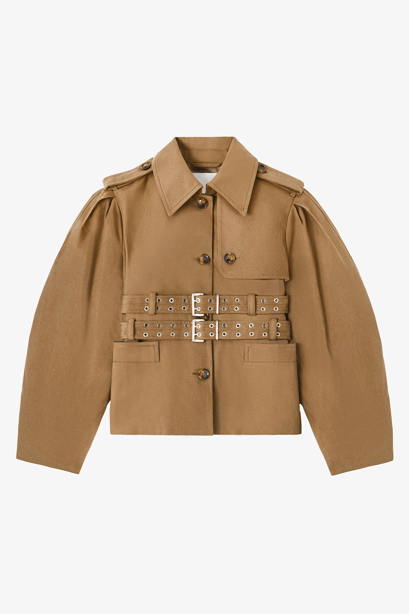 Jacket in Beige Canvas, Organic Cotton, in colour Ermine - 1 - GANNI