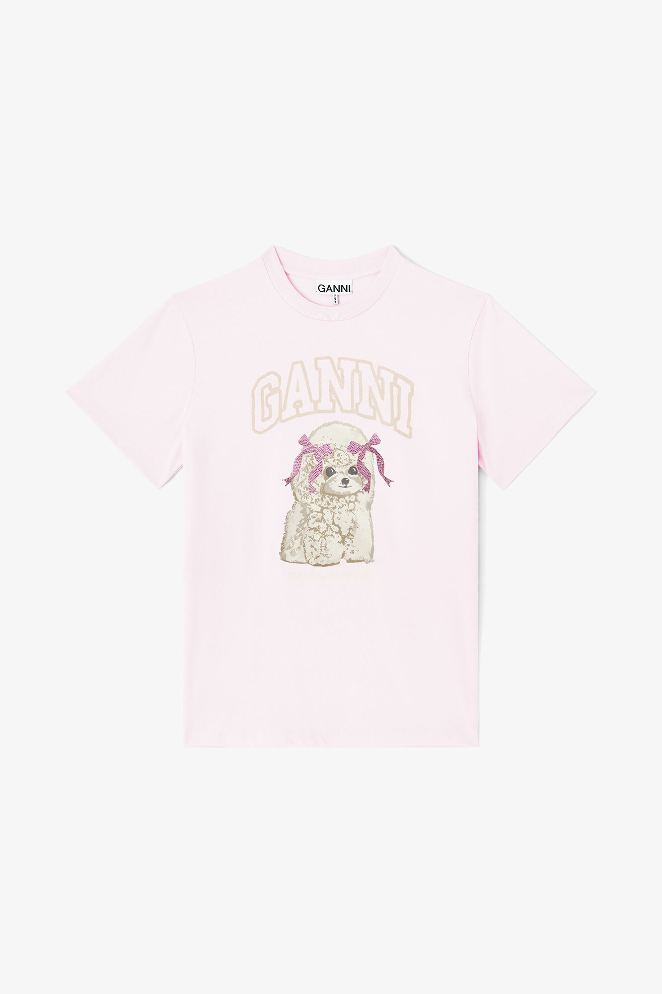 Rosa Pudel-T-Shirt, Organic Cotton, in colour Chalk Pink - 1 - GANNI