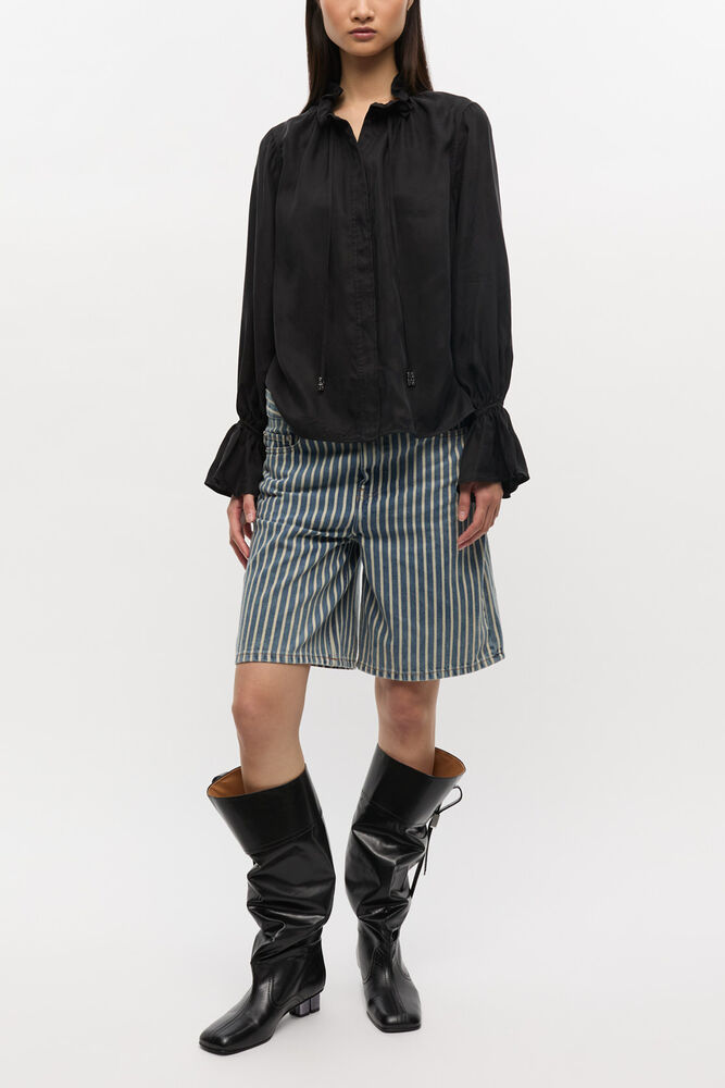 Slouchy knähöga stövlar i svart, Black