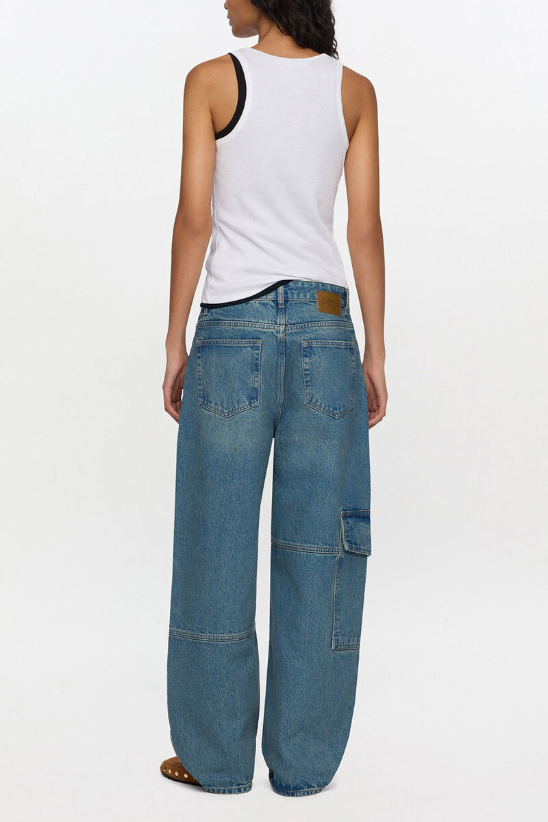 Audri Jeans in Tint Rigid Denim, Organic Cotton, in colour Mid Blue Vintage - 2 - GANNI
