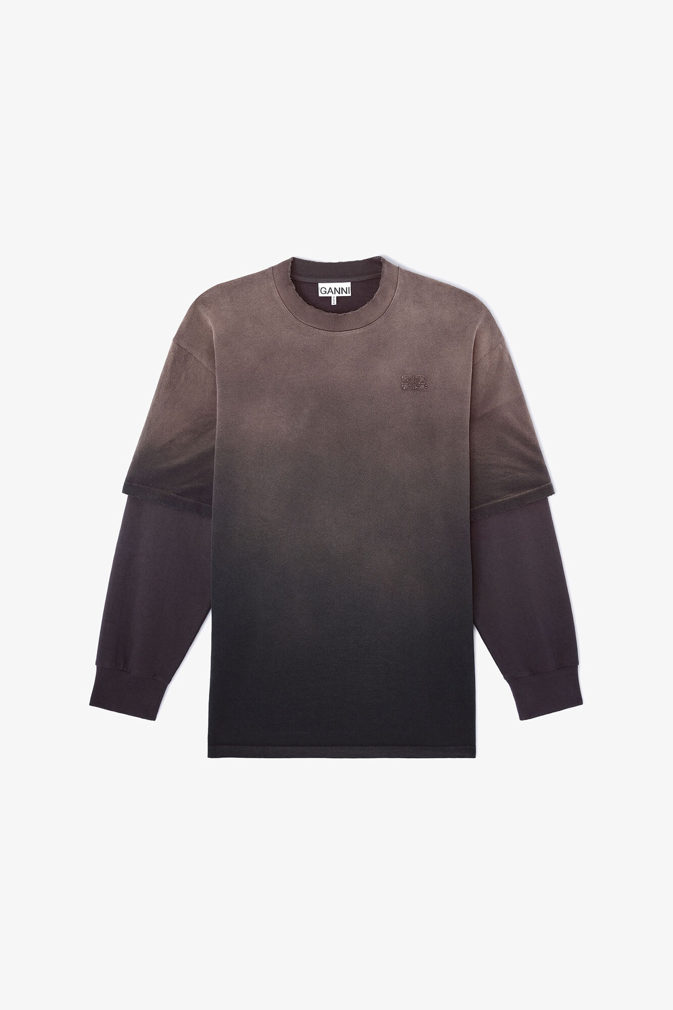 Washed Jersey Long-sleeve T-shirt, Organic Cotton, in colour Phantom - 1 - GANNI