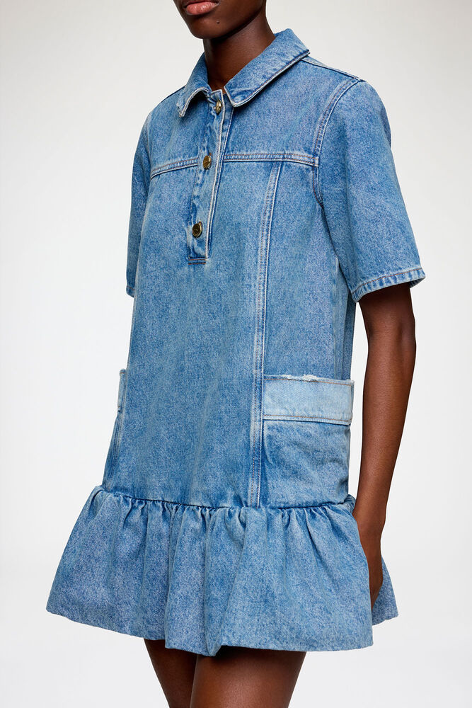 Dress in Patchwork Denim, Mid Blue Vintage