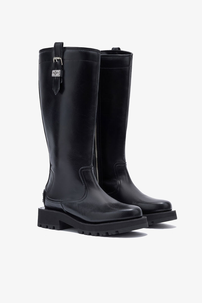 High Boots in Black Oleatex, Oleatex™, in colour Black - 2 - GANNI
