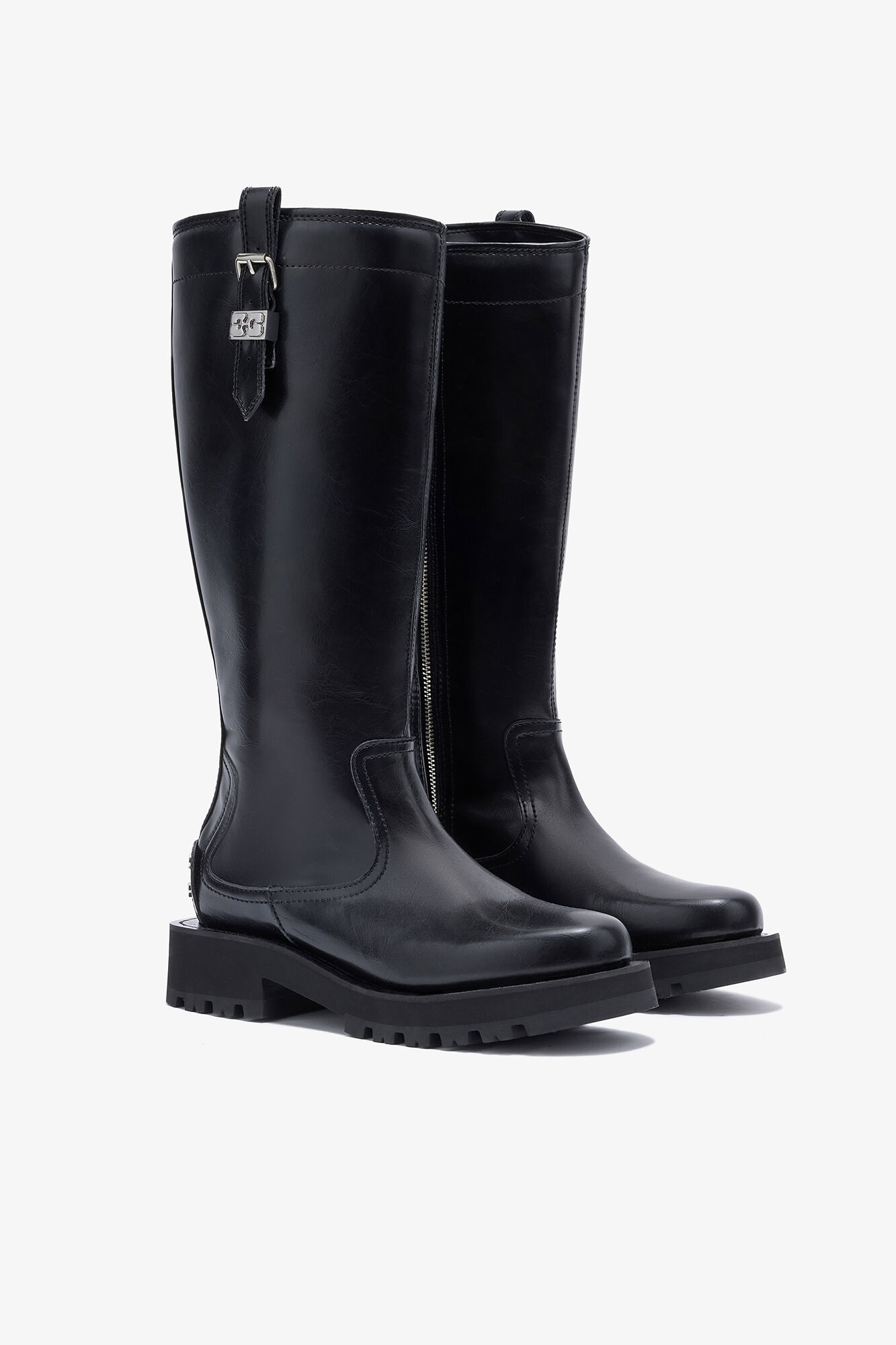 High Boots in Black Oleatex, Oleatex™, in colour Black - 2 - GANNI