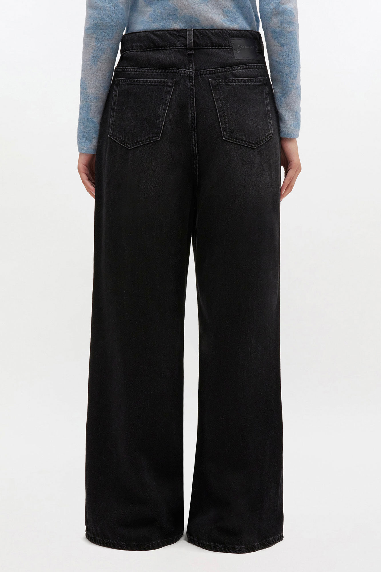 Baggy Jeans in Black Washed Denim, Organic Cotton, in colour Black Washed - 3 - GANNI