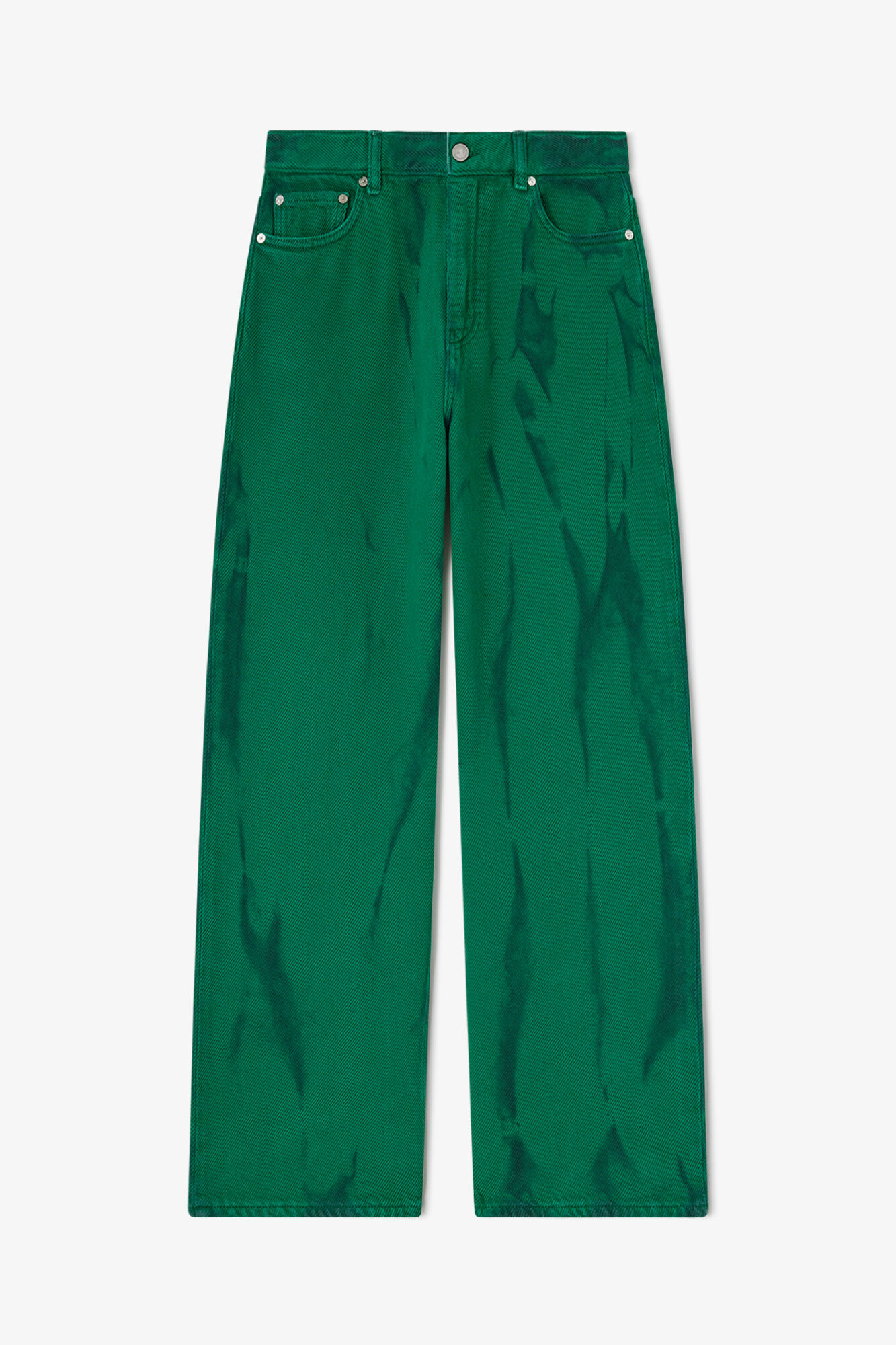Izey Jeans in Heavy Denim, Organic Cotton, in colour Fern Green - 1 - GANNI