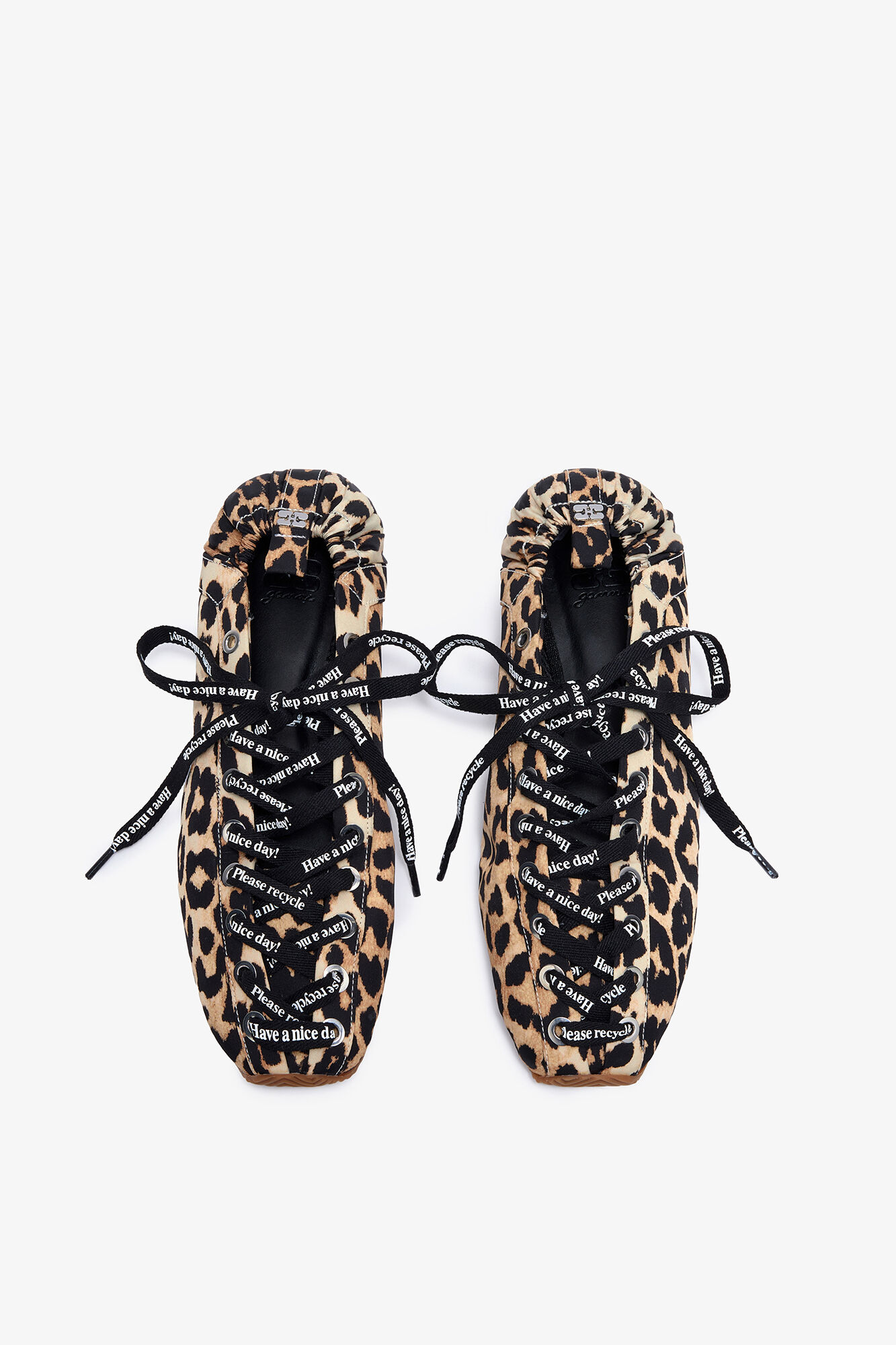 Sporty ballerinasko i leopard, Recycled Polyamide, in colour Leopard - 3 - GANNI