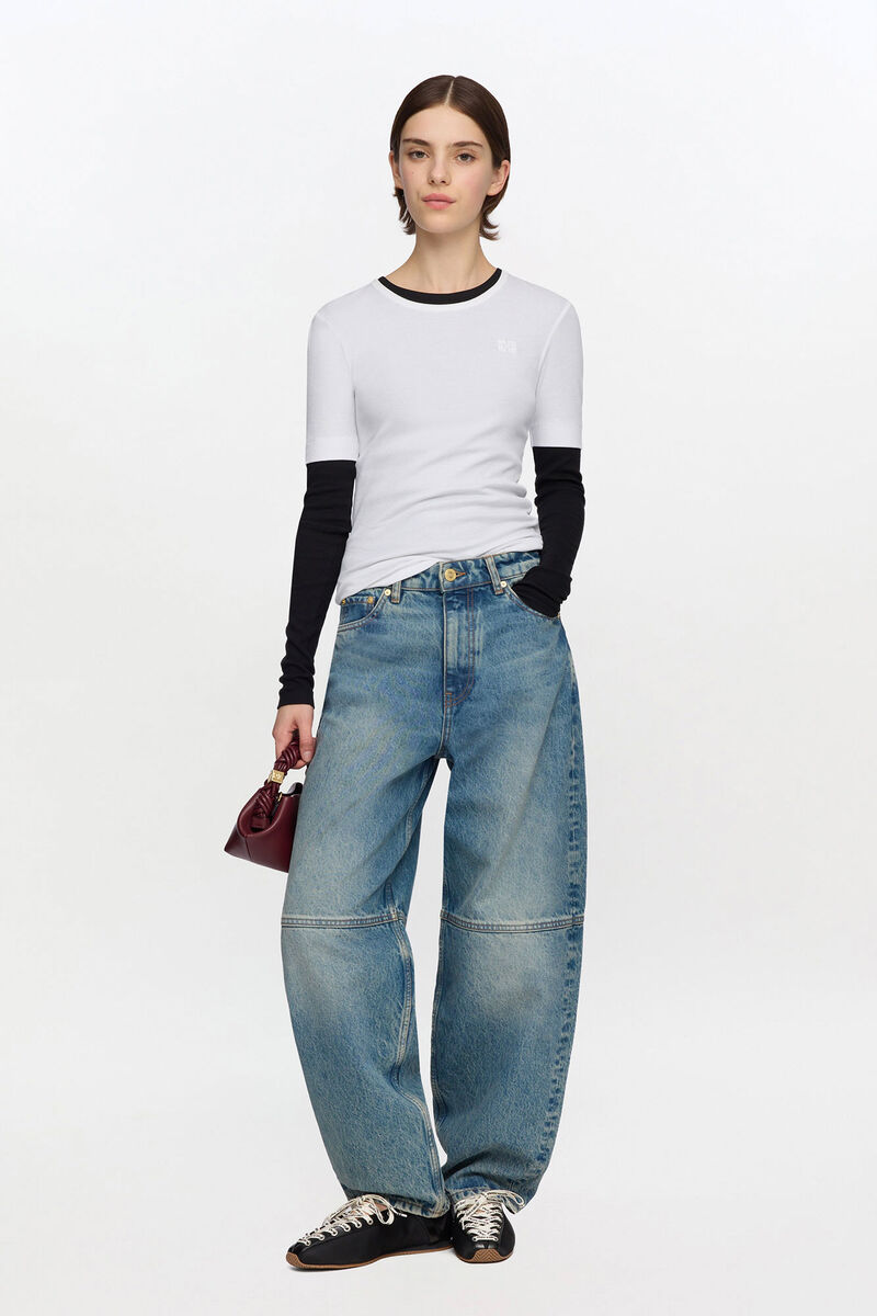 T-shirt in White, Wool, in colour Bright White - 1 - GANNI