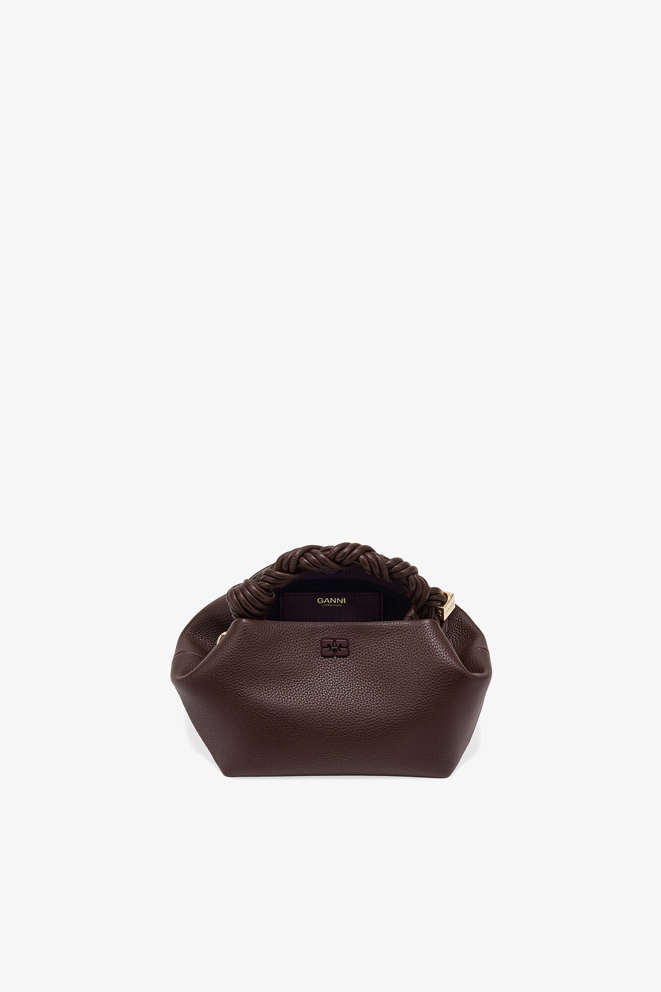 Small Bou Bag in Grained Brown, Recycled Polyester, in colour Chicory Coffee - 3 - GANNI