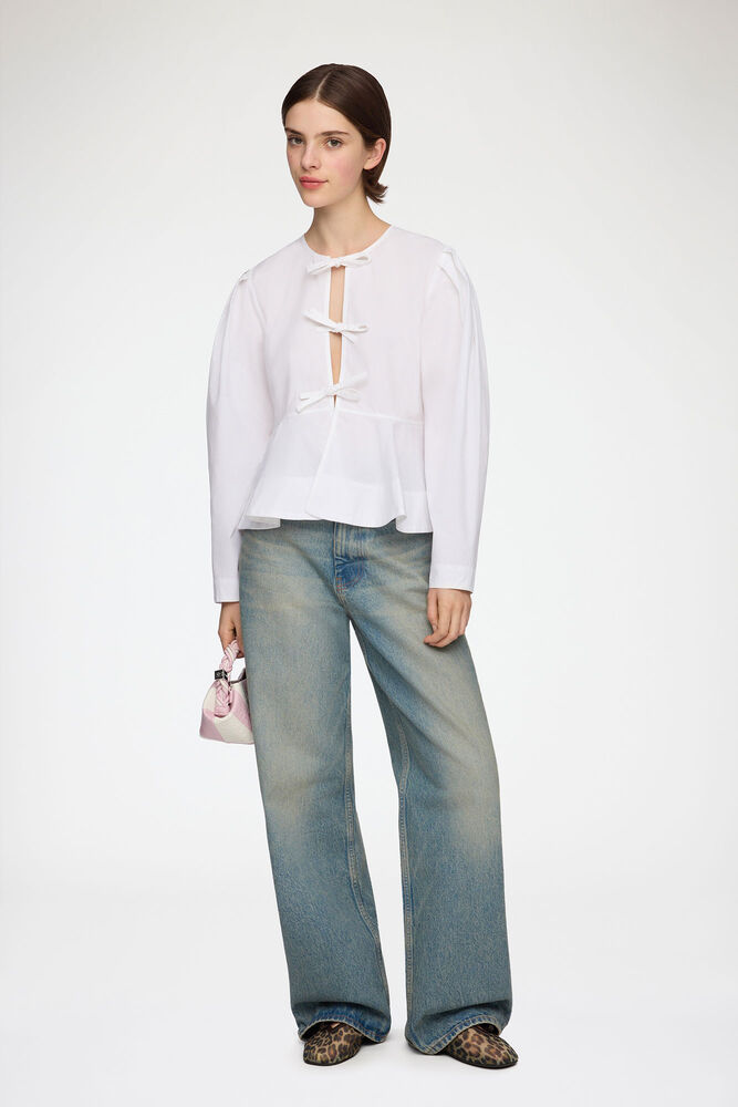 Blouse in Cotton Poplin, Bright White