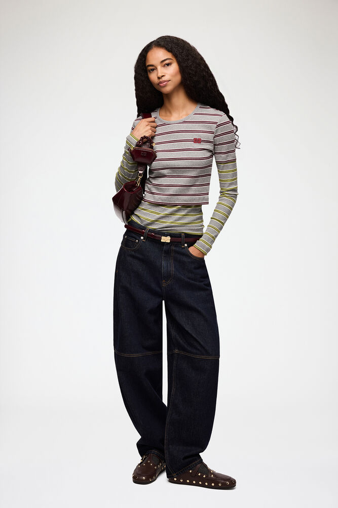 Long-sleeve Top in Double Stripe, Port Royale