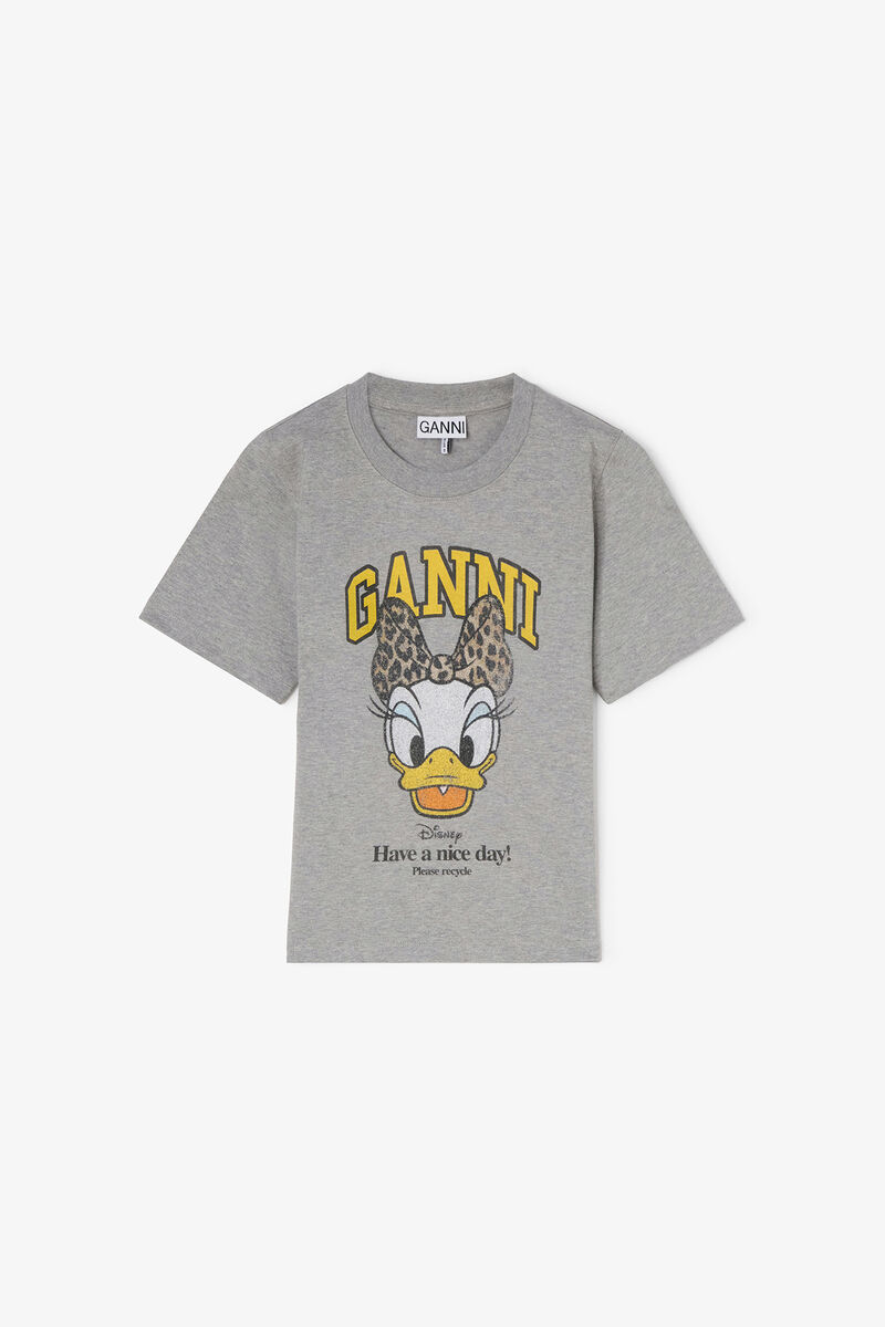 Grå Dolly Duck-T-skjorte med trykk og baby fit, Organic Cotton, in colour Paloma - 1 - GANNI