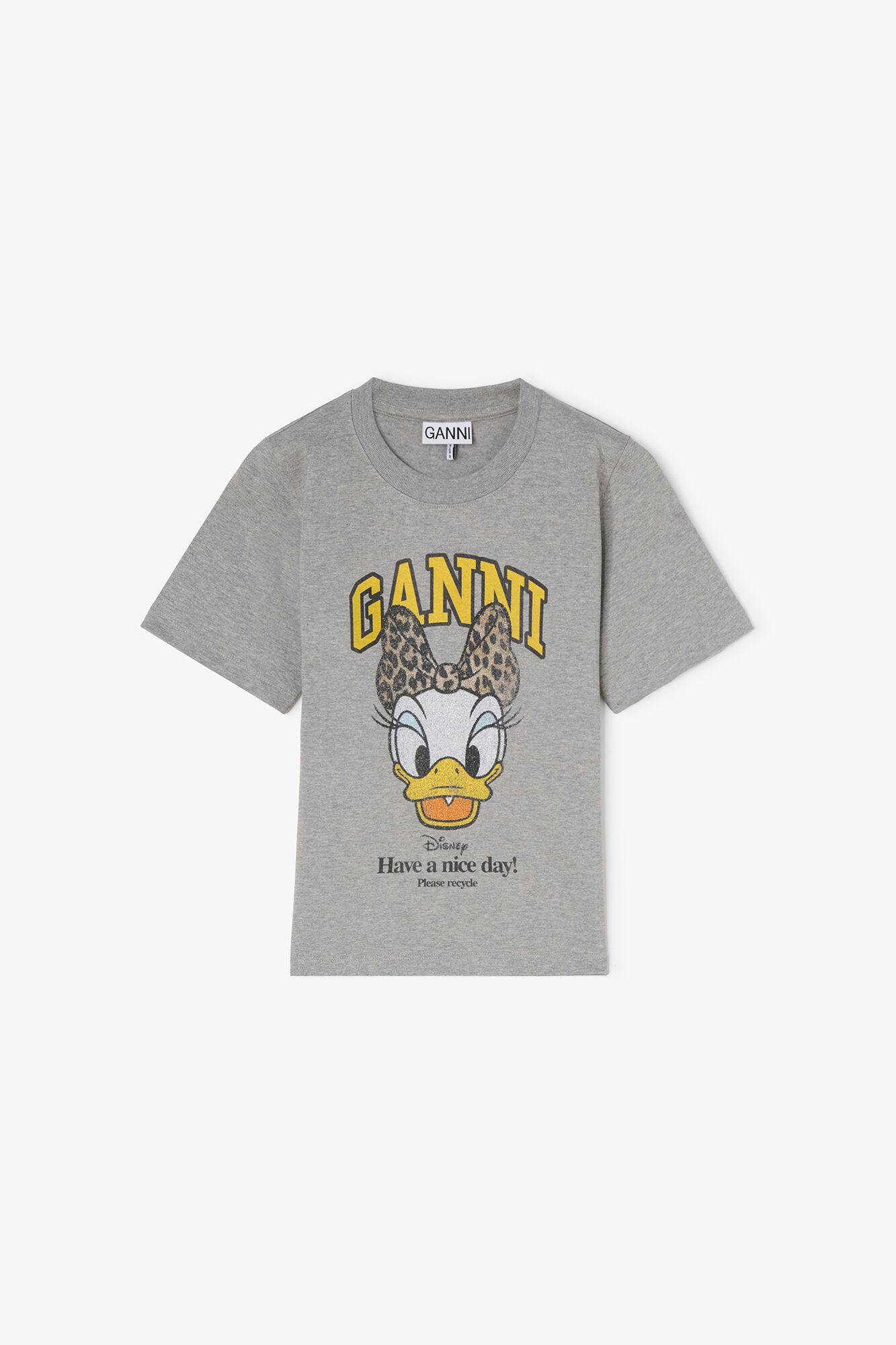 Grå Dolly Duck-T-skjorte med trykk og baby fit, Organic Cotton, in colour Paloma - 1 - GANNI