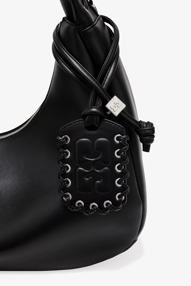 Black Medium Laces Hobo Bag, Black