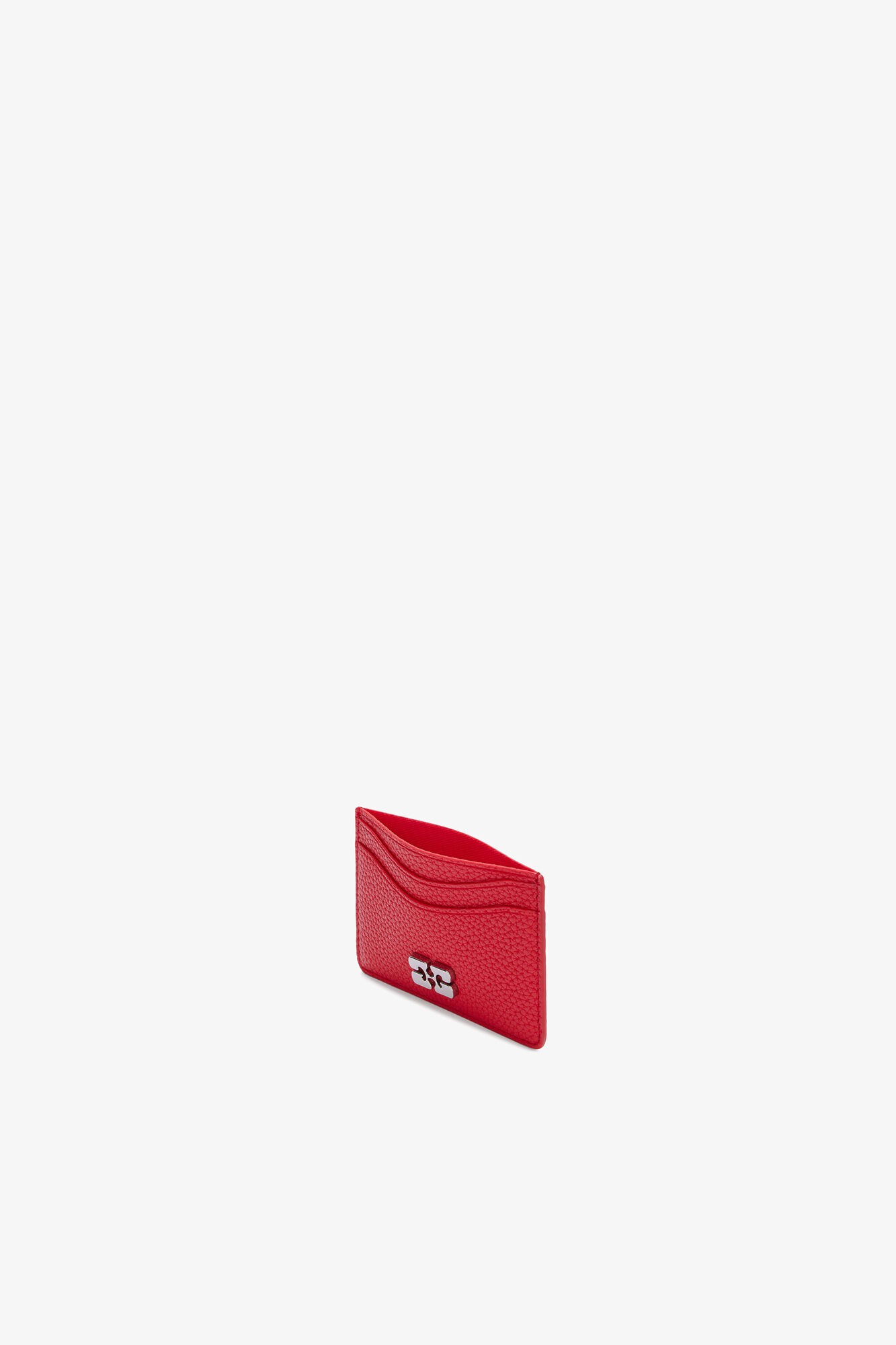 Bou Card Holder in Grained Red, Recycled Polyester, in colour Goji Berry - 3 - GANNI