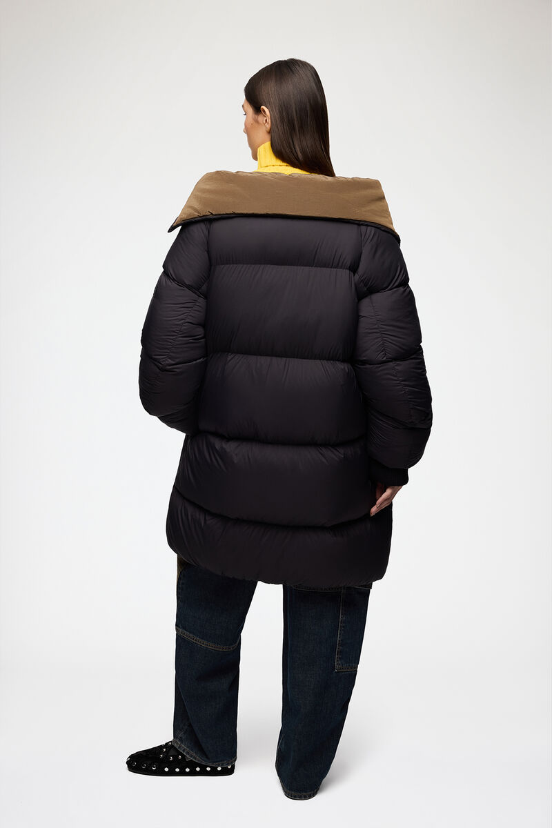 Maxi Puffer in Black Future Nylon, Recycled Polyamide, in colour Phantom - 3 - GANNI