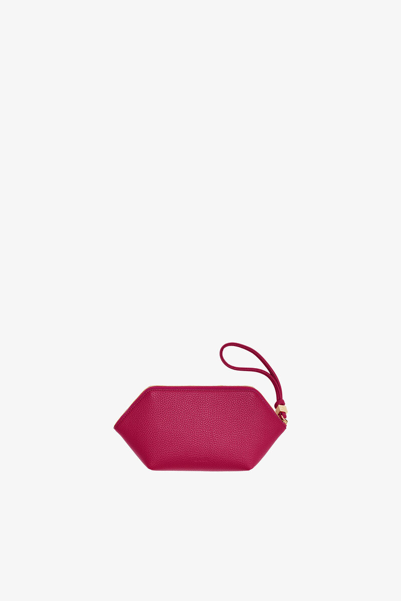 Bou Make-Up Pouch in Grained Red, Recycled Polyester, in colour Persian Red - 2 - GANNI