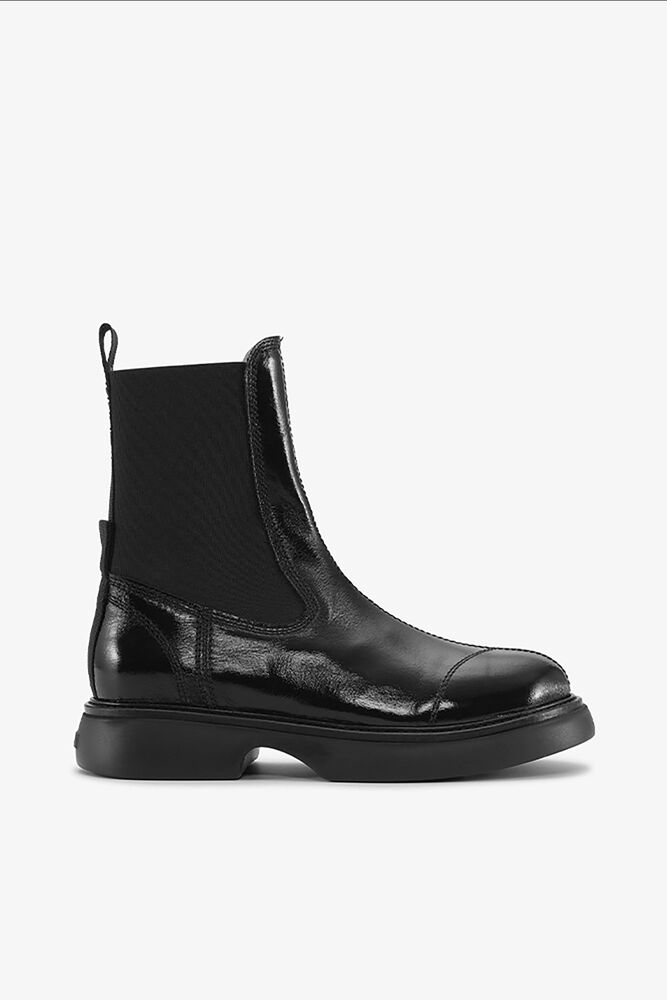 Black Mid Chelsea Boots, Black/Black