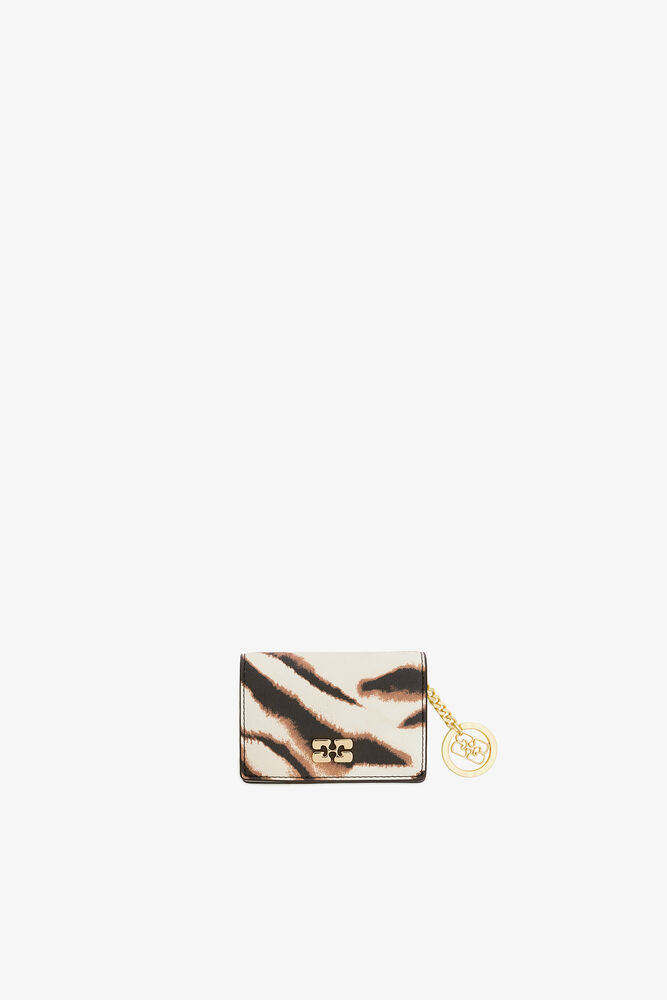 Bou Card Holder with Flap in Zebra, Egret