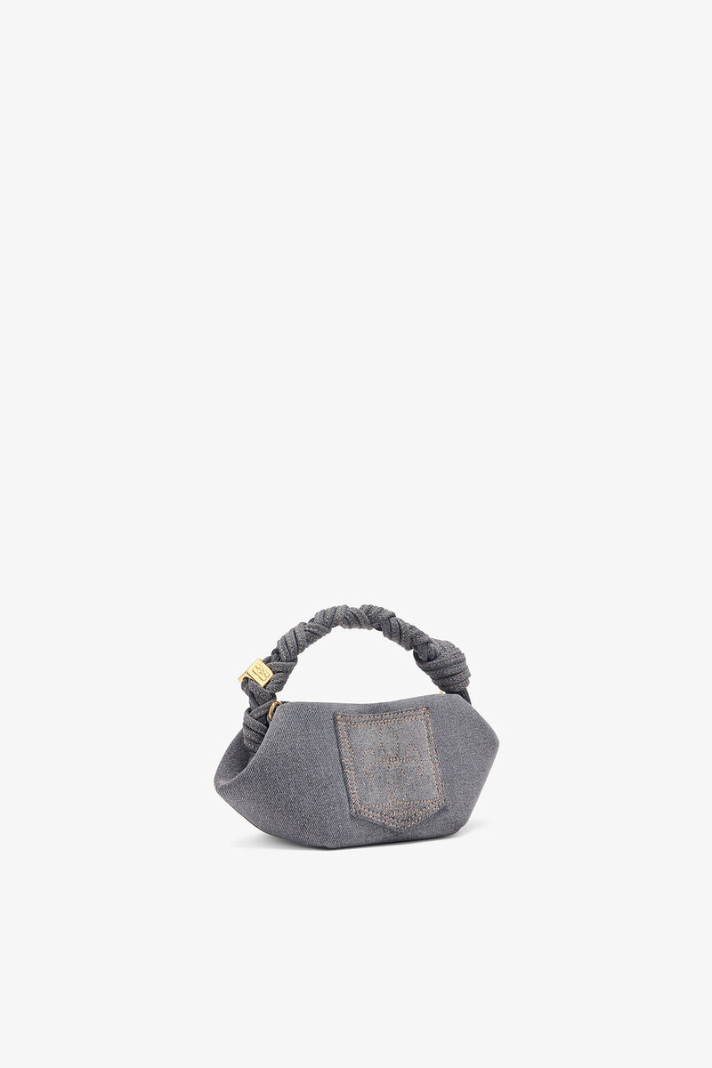 Mini Bou Bag in Denim, Recycled Cotton, in colour Lava Smoke - 2 - GANNI