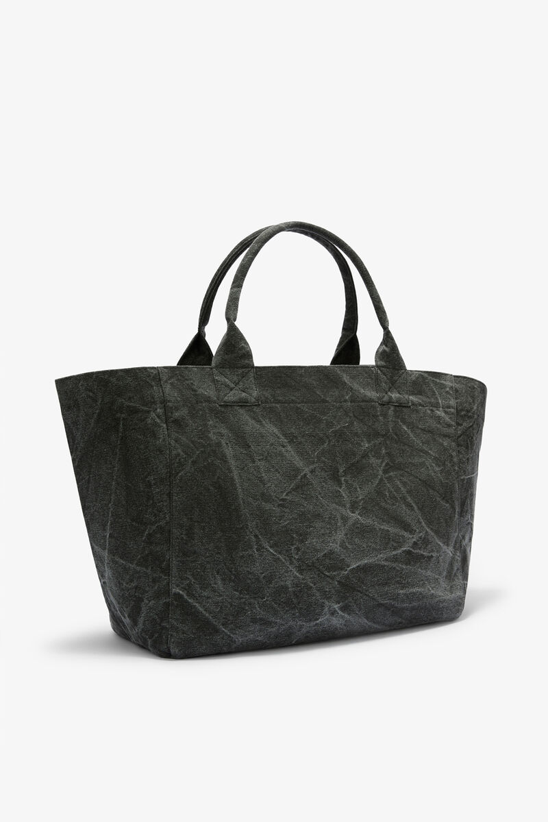 Tote XXL Daisy Duck in Bleached Cotton, Recycled Cotton, in colour Black Oyster - 2 - GANNI