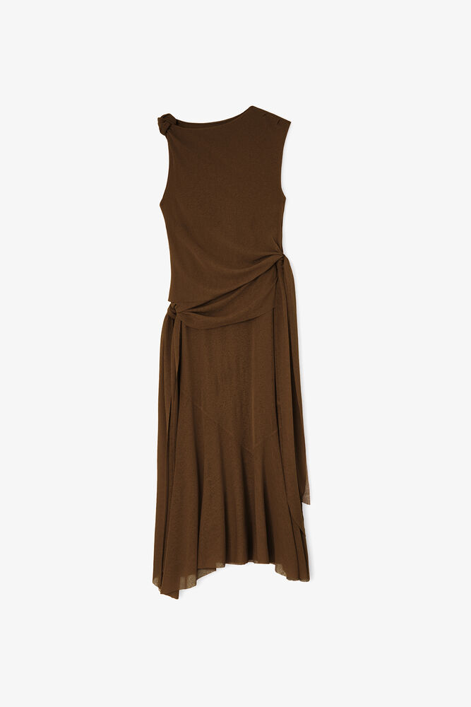 Long Dress in Marl Mesh, Demitasse
