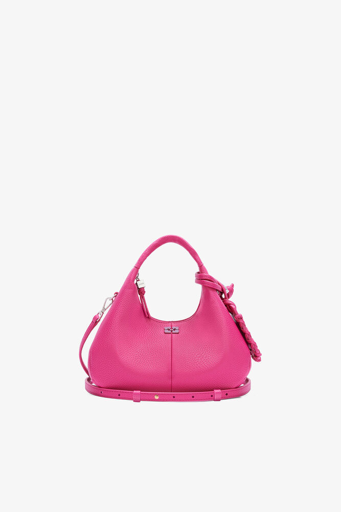 Mini Hobo Bag in Grained Pink, Cabaret
