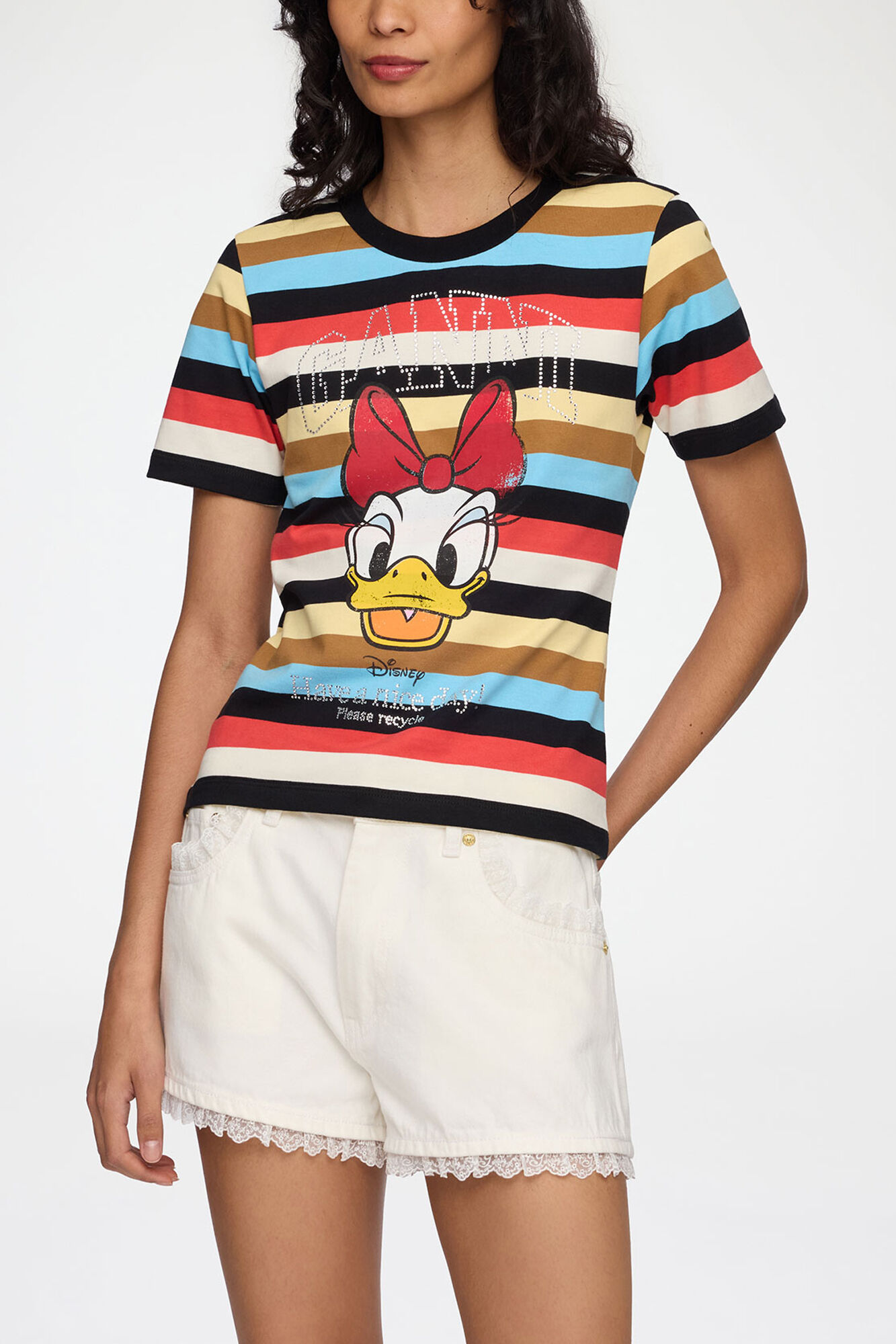 Baby Fit T-shirt with Daisy Duck, Organic Cotton, in colour Multicolour - 1 - GANNI