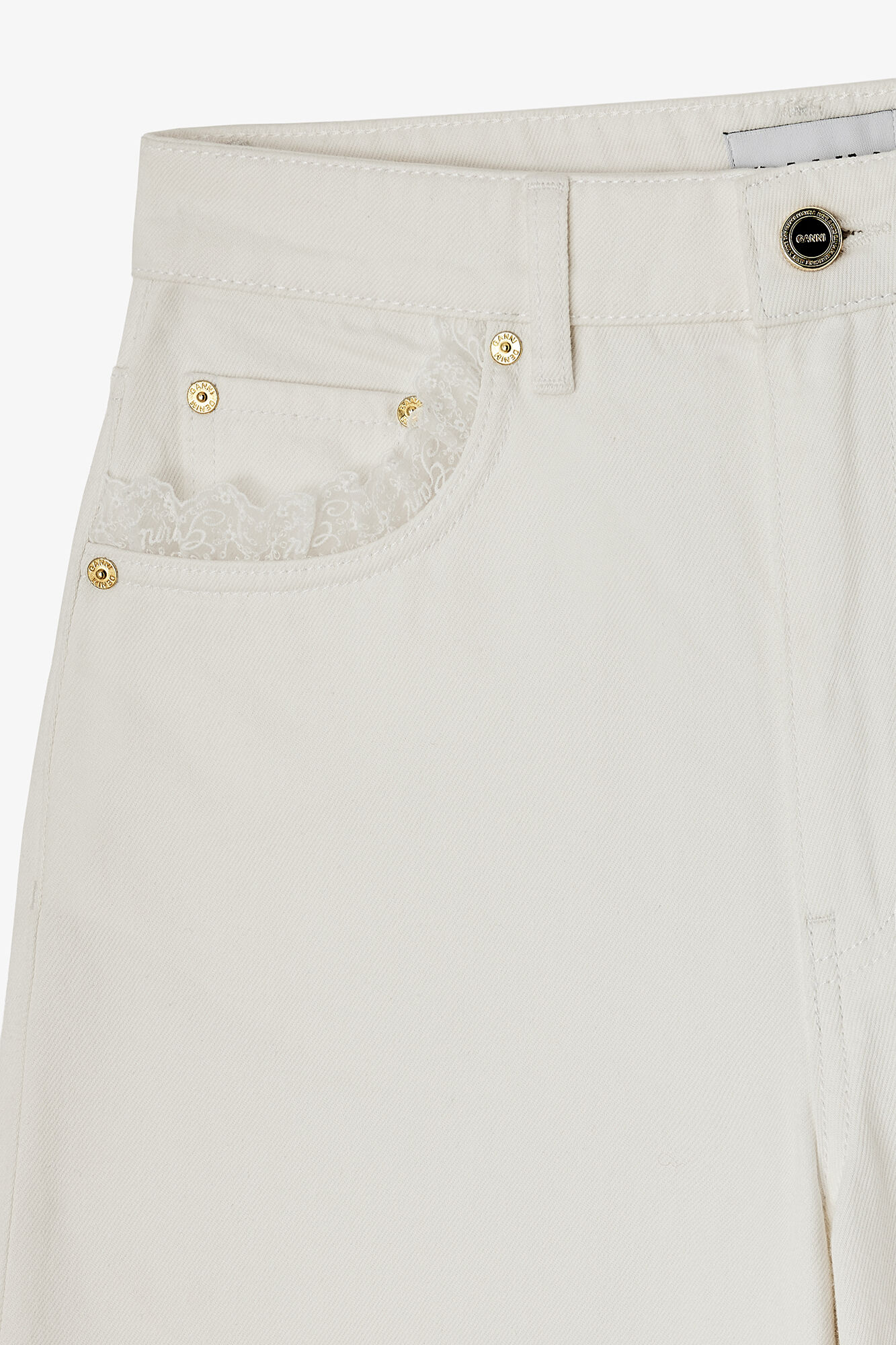 Lari Straight Jeans in White Denim, Organic Cotton, in colour Bright White - 2 - GANNI