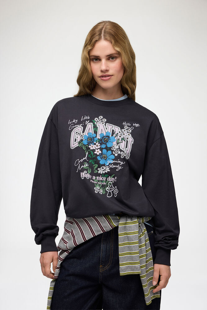 Long-sleeve T-shirt with Flowers, Phantom