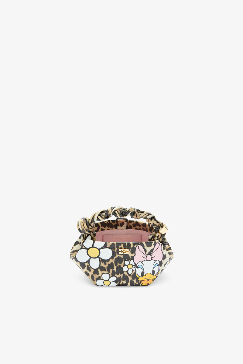 Daisy Duck Mini Bou Bag in Grained Leopard, Recycled Polyester, in colour Almond Milk - 3 - GANNI