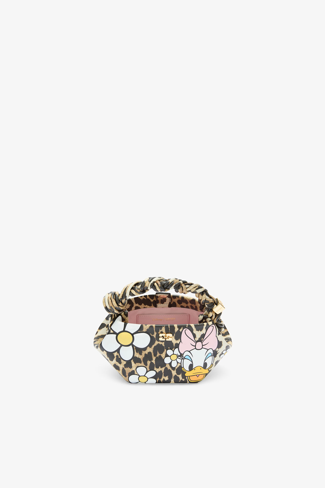 Daisy Duck Mini Bou Bag in Grained Leopard, Recycled Polyester, in colour Almond Milk - 3 - GANNI