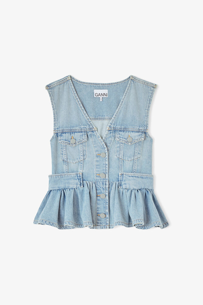 Vest in Lightweight Denim, Light Blue Vintage