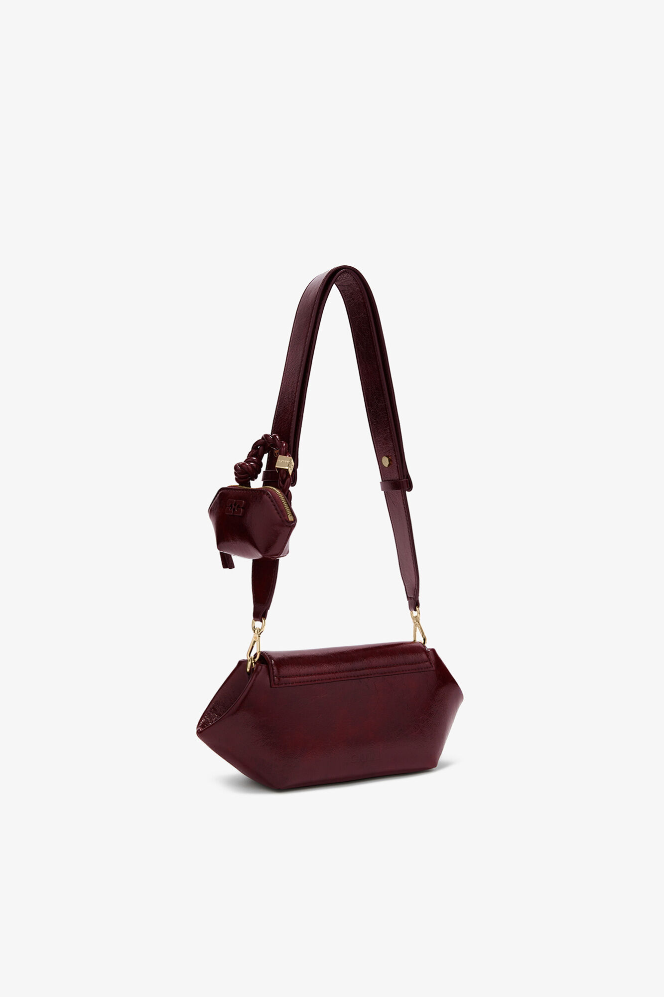Bou Bag East/West in Shine Red, Polyester, in colour Burgundy - 2 - GANNI