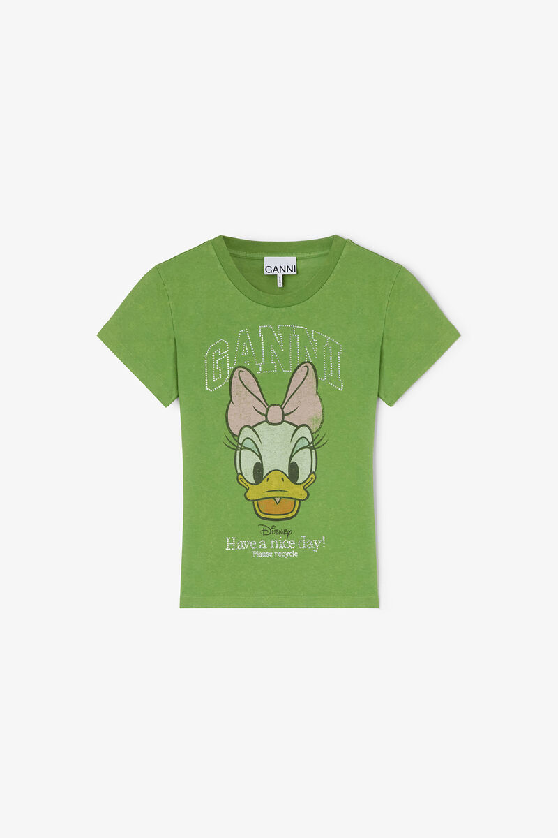 Daisy Duck Green Baby Fit T-shirt, Recycled Cotton, in colour Minced Herb - 1 - GANNI