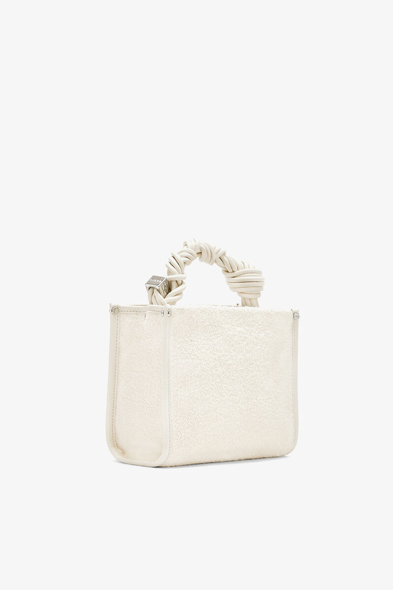 Small Bou Crossbody in White Terry, Recycled Polyester, in colour Egret - 2 - GANNI