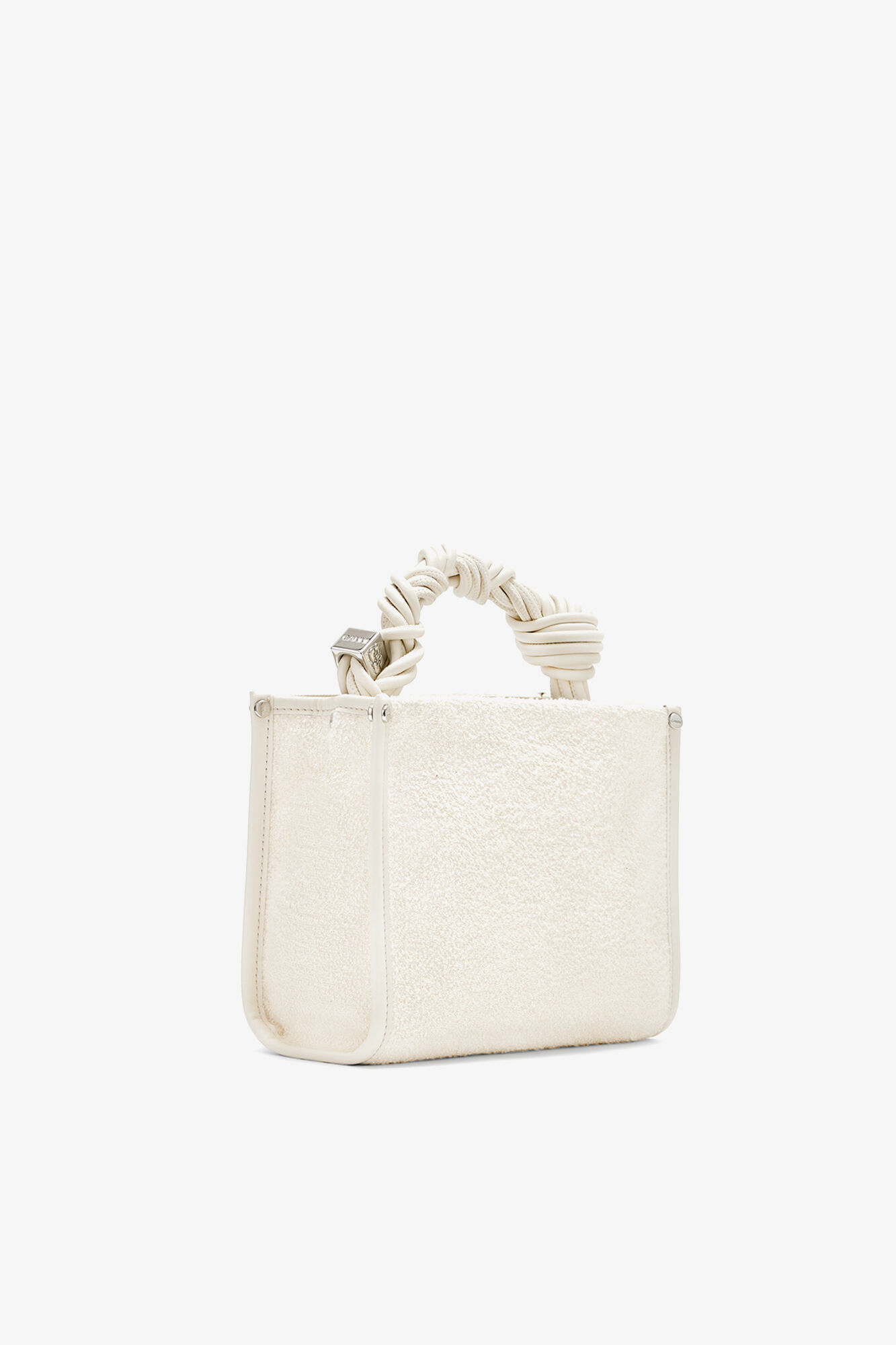 Small Bou Crossbody in White Terry, Recycled Polyester, in colour Egret - 2 - GANNI