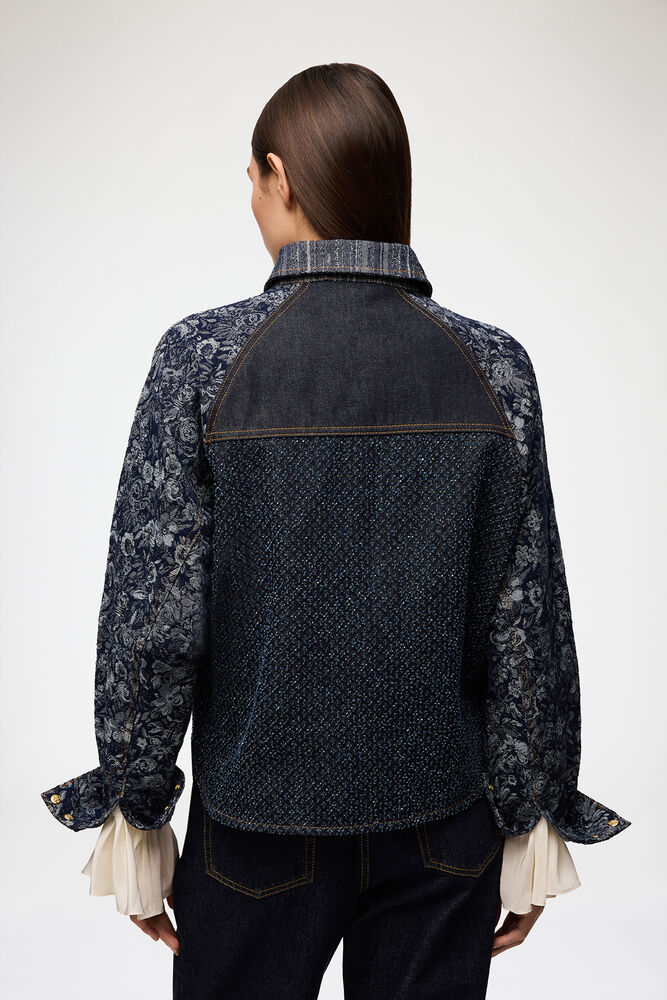 Shirt in Patchwork Denim, Rinse