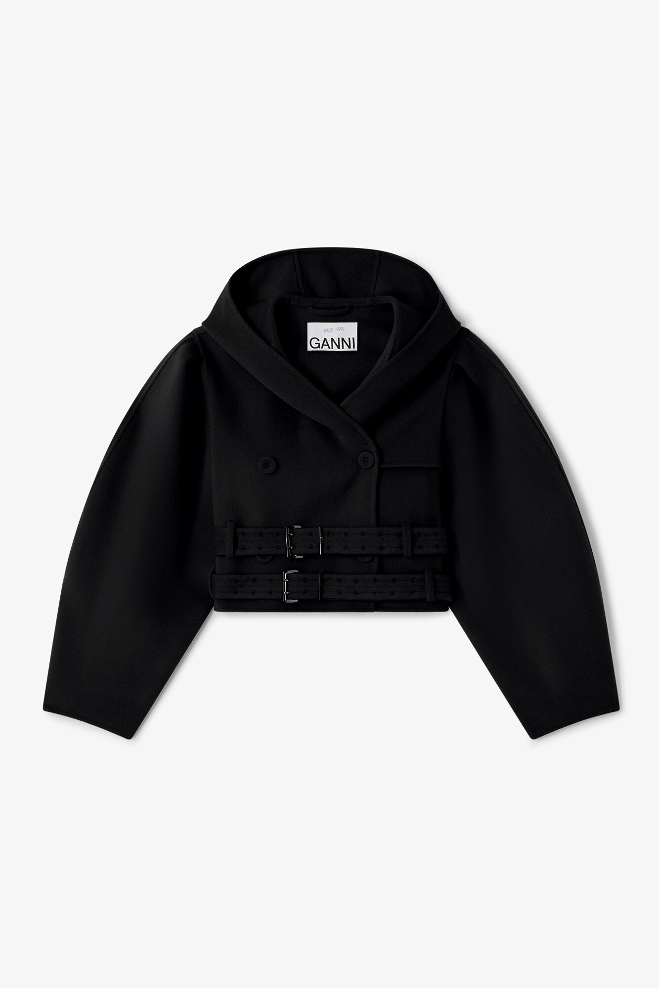 Veste en laine double face, Wool, in colour Black - 1 - GANNI