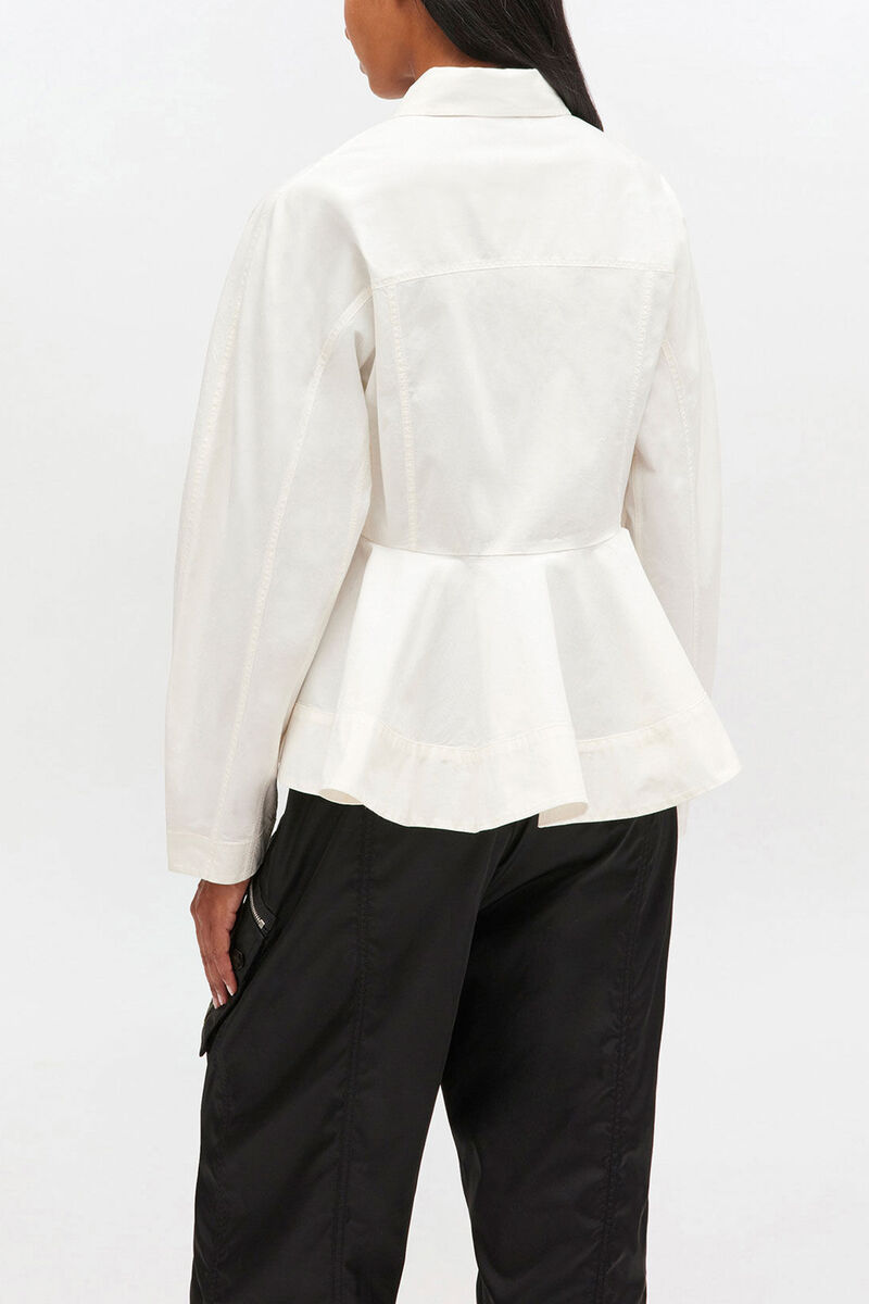 Elfenbeinfarbenes Peplumhemd, Organic Cotton, in colour Egret - 3 - GANNI