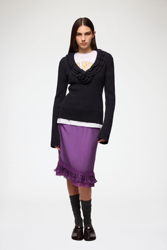Top in Ribbed Merino, Phantom