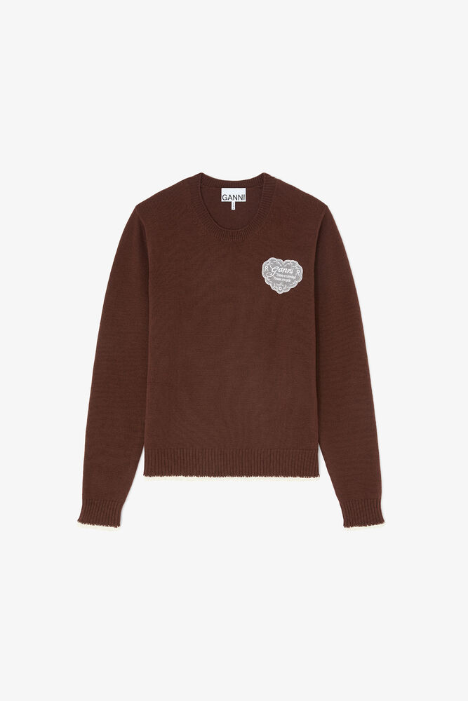 Jumper in Brown Wool, Chicory Coffee