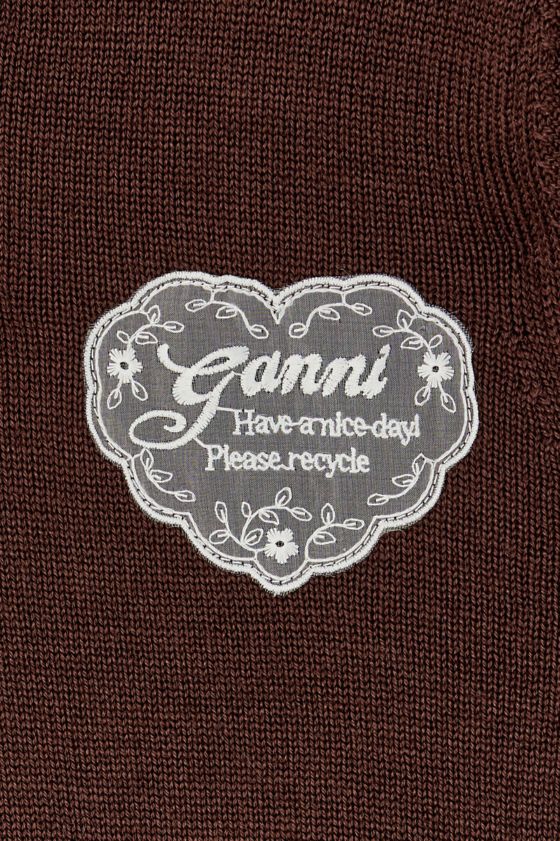 Sweater in Brown Wool, Wool, in colour Chicory Coffee - 3 - GANNI