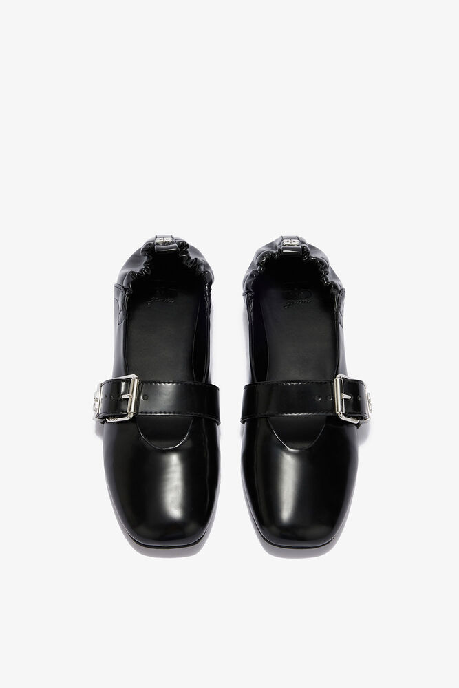 Sue Strap Ballerinas in Black, Black